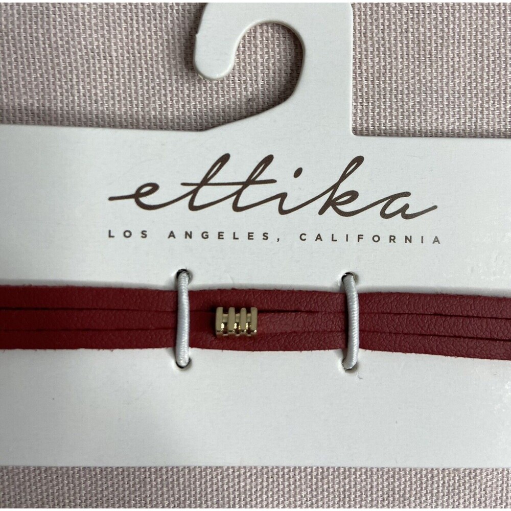 NWT - Ettika - Faux Leather Adjustable Choker. Burgundy ￼
